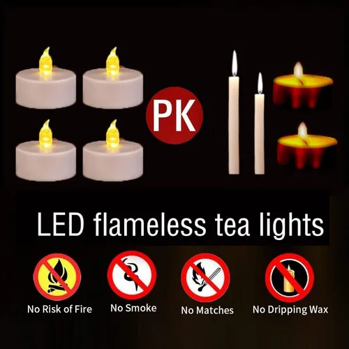 Miniatura 6 de Velas de té con control remoto, vela LED parpadeante sin llama, de larga duración, más de 400 horas, funciona con pilas y temporizador