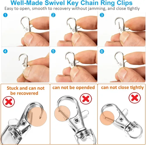 Miniatura 5 de YHYZ Llavero Anillos de Cadena de Llaves Clips Giratorios a Granel, Ganchos Giratorios con Cordón (Pequeño X 4pcs, Mediano X 4pcs, Grande X 4pcs) +