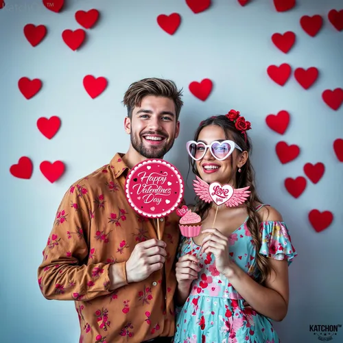 Miniatura 7 de KatchOn, Accesorios de fotos rosas para el día de San Valentín, enormes, paquete de 35 Accesorios de cabina de fotos de San Valentín