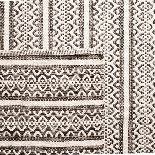 Miniatura 8 de SAFAVIEH Colección Montauk - Alfombra decorativa de 3 x 5 pies, color marfil y negro, hecha a mano de algodón estilo bohemio rural, ideal para zonas