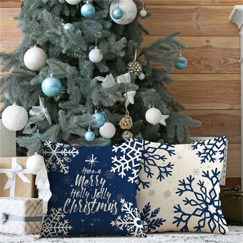 Miniatura 2 de Fundas de Almohada de Navidad 16x16 Azul Decoraciones de Navidad Copo de Nieve Fundas de Almohada Decorativas Feliz Navidad Decoración de Vacaciones