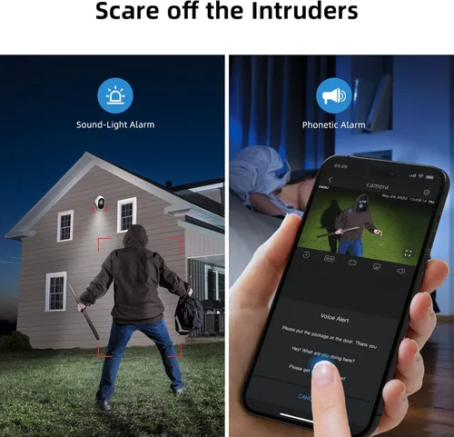 Miniatura 4 de aosu Cámara de Seguridad 2K Inalámbrica para Exteriores - Cámara Exterior de 3MP con Batería - Paquete de 2 con Alarma de Sirena, Visión Nocturna a