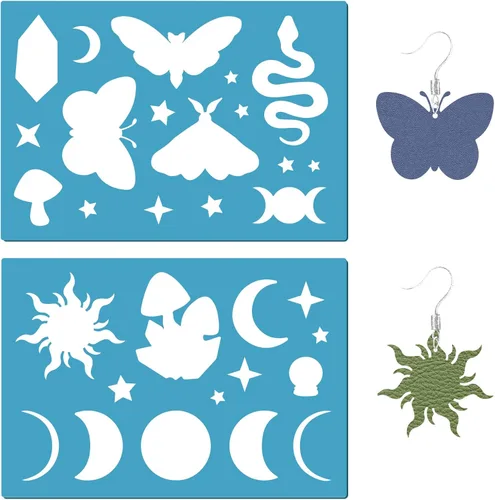 GORGECRAFT Plantillas con forma de joyería de 5 x 3.5 pulgadas, 2 estilos, plantillas de mariposa, plantilla de diseño lapidario reutilizable, luna,
