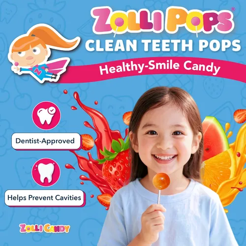 Miniatura 3 de Zollipops Vitamina C Clean Teeth Pops - Caramelos sin azúcar, paletas sin colorantes, aptos para dieta cetogénica y diabética, golosinas aprobadas