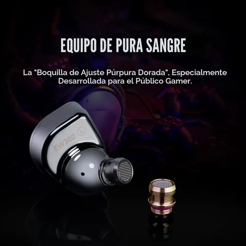 Miniatura 8 de Linsoul SIMGOT EW300 1DD+1Planar+1PZT controlador híbrido intrauditivo, auriculares IEM con cable, auriculares para juegos con boquillas