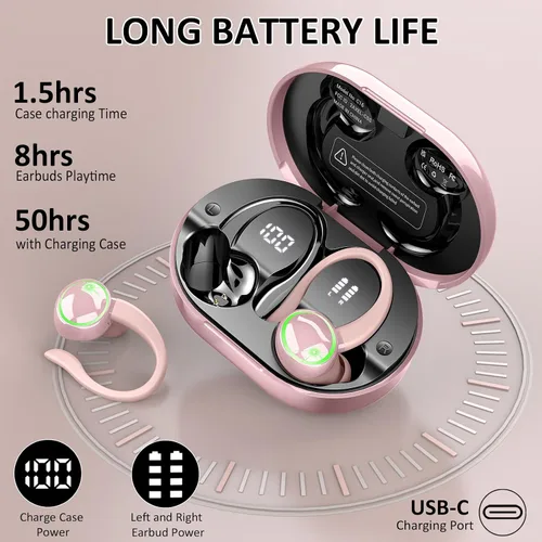 Miniatura 3 de Auriculares inalámbricos Matast, auriculares Bluetooth deportivos, auriculares con gancho para el oído IP7 impermeables con entrenamiento