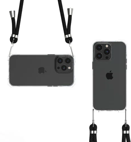 Miniatura 17 de Funda transparente para iPhone 13 Pro Max con correa cruzada ajustable desmontable, ajuste delgado, funda protectora a prueba de golpes con cordón