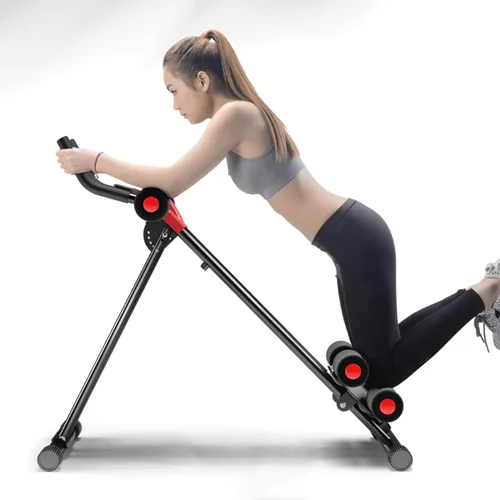 Máquina de Abdominales, Equipo de Entrenamiento Abdominal Plegable con Banco de Sentadillas, Equipo de Ejercicio Completo con Monitor LCD,