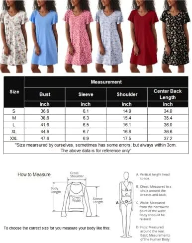 Miniatura 6 de Ekouaer - Paquete de 2 camisones de manga corta para mujer, cómodo y suave, pijama para dormir
