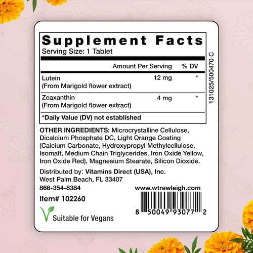 Miniatura 6 de Rawleigh Luteína y zeaxantina: 30 tabletas pequeñas veganas con 12 mg de luteína y 4 mg de zeaxantina (carotenoides maculares), inspirado