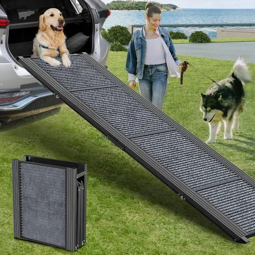 Miniatura 8 de Rampa para perros para automóvil de 63 pulgadas de largo y 17 pulgadas de ancho, rampas portátiles para perros grandes con superficie de alfombra