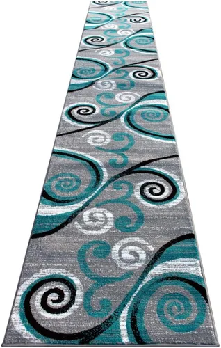 Miniatura 19 de Masada Rugs, Stephanie Collection - Alfombra de área moderna y contemporánea, 1100, turquesa, gris, blanco, negro (2 pies x 3 pies)