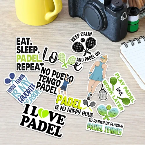 Miniatura 6 de Juego de calcomanías de tenis de pádel (10 unidades, 3 pulgadas), regalo para padres, amigos, hermanos, hermanas, jugadores de pádel, amantes