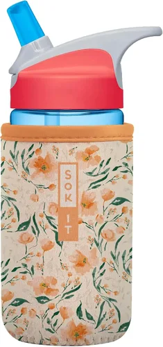 Miniatura 238 de Sok It BotlSok Funda para botella de agua con cubierta de neopreno aislante (Floral abstracto, se ajusta a CamelBak o Nalgene de 12 onzas)