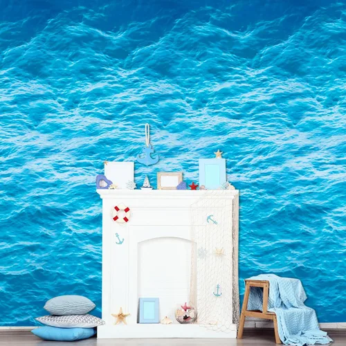 Miniatura 6 de Irenare 1 rollo de mantel de plástico con diseño de olas del océano de 54 pulgadas x 100 pies, cubierta de mesa con estampado de agua, mantel de mar
