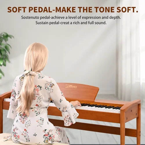 Miniatura 7 de Teclado de piano de 88 teclas con soporte de madera maciza y acción de martillo ponderado Piano de teclado eléctrico para el hogar para Marrón