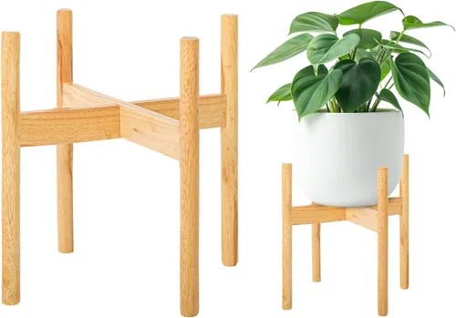 Miniatura 9 de Soporte de madera para plantas de 7.5 x 9.8 pulgadas, para interiores y exteriores, soporte de madera para macetas de un solo piso, soporte