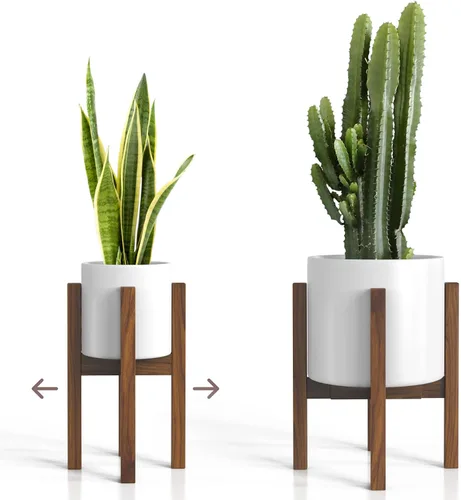 Soporte de plantas moderno de mediados de siglo - Se adapta a macetas grandes de 12 y 13 pulgadas (NO incluidas) - Soporte de madera hecho a mano