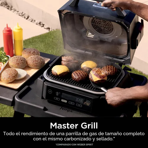Miniatura 11 de Parrilla y ahumador Ninja Woodfire para exteriores, funcionalidad 4 en 1, parrilla, ahumado, horneado, asado, sabores auténticos de fuego de leña