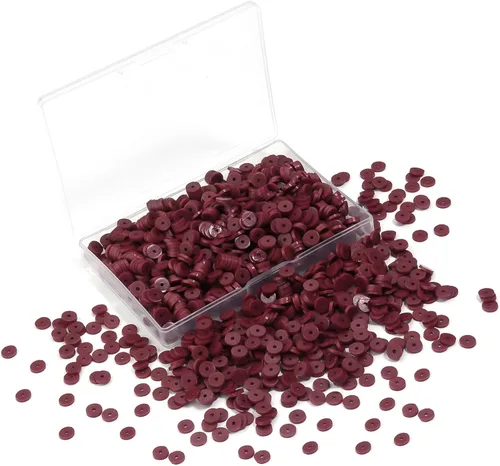 1000 cuentas Heishi de arcilla polimérica para hacer joyas, pulseras, collares de 0.236 in Granate