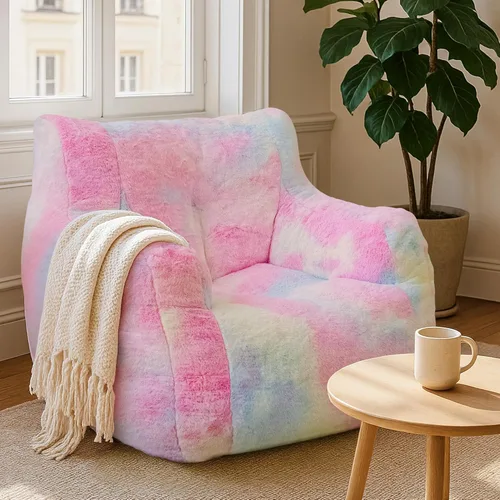 Miniatura 9 de Recaceik Sillas Puf, Silla Puf Suave Acolchada con Relleno, Sofá Perezoso Esponjoso, Silla Puf Gigante Imperial para Dormitorio, Sala de Estar, Negro