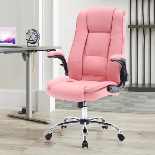 Miniatura 13 de Silla de oficina ejecutiva grande y alta, sillas de escritorio ergonómicas con respaldo alto de piel sintética con ruedas, silla de gestión mecedora
