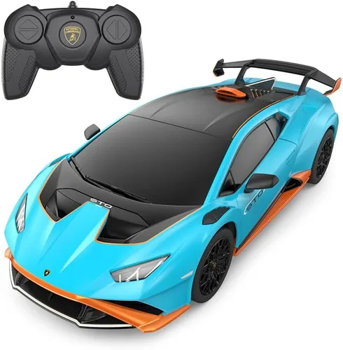RASTAR by Lamborghini Huracan STO RC Car 1:24 Escala 1:24 Auto de juguete a control remoto, vehículo modelo R/C para niños, azul, (STO1)