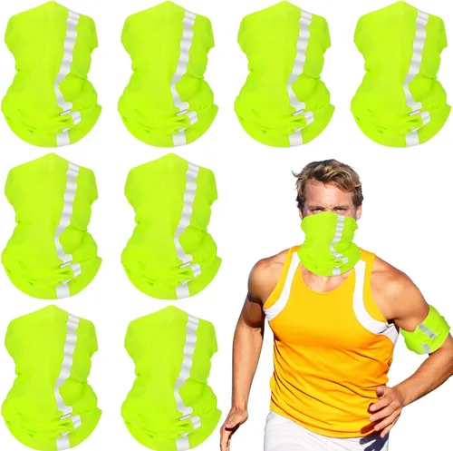 Miniatura 15 de SATINIOR 8 polainas para el cuello, reflectante, refrescante, protección UV, bandana de neón, máscara facial transpirable para hombres y mujeres