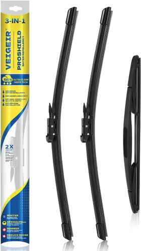 Paquete de 3 plumas limpiaparabrisas delanteros y traseros para automóviles, calidad original de fábrica, 20 pulgadas, 20 pulgadas, 12 pulgadas