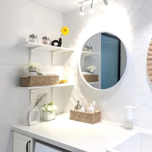 Miniatura 2 de Mkono Cestas de almacenamiento de macramé, caja de decoración bohemia tejida a mano decorativa para encimera, tanque de inodoro, estante organizador