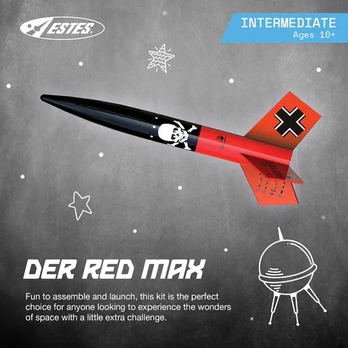 Miniatura 2 de Estes Rockets 0651 Der Red Max - Kit de cohete de nivel de habilidad 1 Marrón/a, 12 años en adelante con supervisión de adultos para menores de 12
