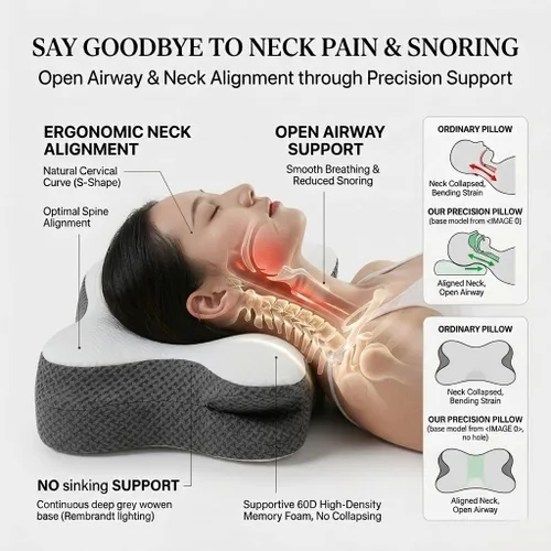 Miniatura 3 de Almohada para Apnea del Sueño, Almohada Cervical para Apnea del Sueño, Almohadas de Espuma Viscoelástica Premium para Alivio del Dolor de Cuello