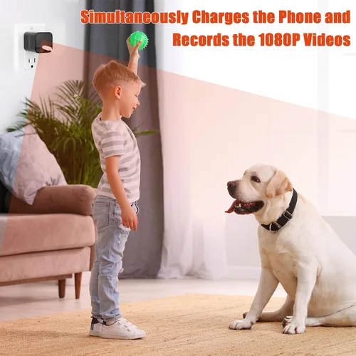 Miniatura 3 de Cámara de carga USB fijawee - Cámara WiFi pequeña - Mini cámara inalámbrica niñera Full HD 1080P con detección de movimiento y alimentación en vivo