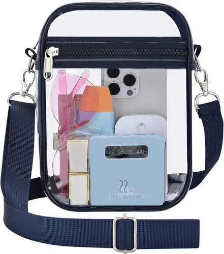 Bolso cruzado transparente transparente de 12 × 12 × 6 para estadio transparente, bolso transparente impermeable del PVC para los acontecimientos de
