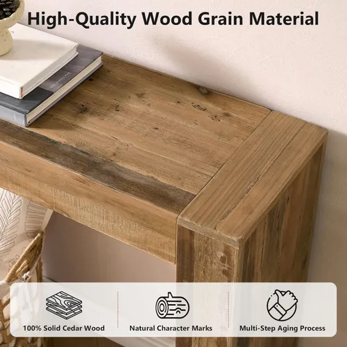 Miniatura 3 de Mesa consola de madera maciza recuperada para entrada, mesa rectangular de 63 pulgadas de largo detrás del sofá, moderna mesa de entrada de pasillo