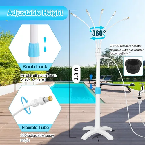 Miniatura 2 de Sistema Stand Mister, sistema de refrigeración portátil con tubo elevador ajustable mejorado, 5 boquillas de pulverización + línea de nebulización