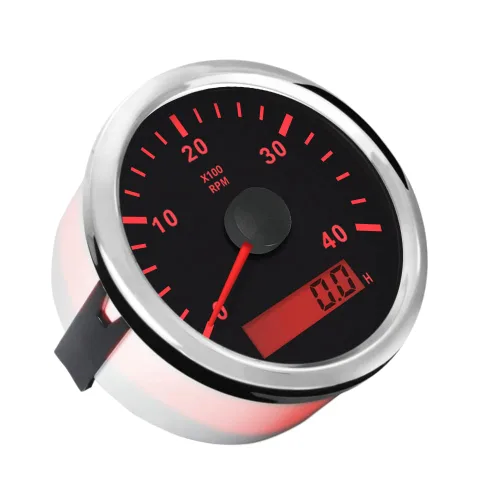 Miniatura 2 de ELING Tacómetro diesel universal RPM REV contador con contador de horas 4000RPM 3.346 in 12V 24V con retroiluminación