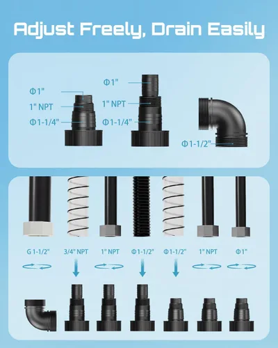 Miniatura 7 de SEESII Bomba de agua sumergible 1HP, bomba de sumidero de alto flujo de 4755 GPH con kit de manguera de 23 pies, red de filtro antiobstrucción