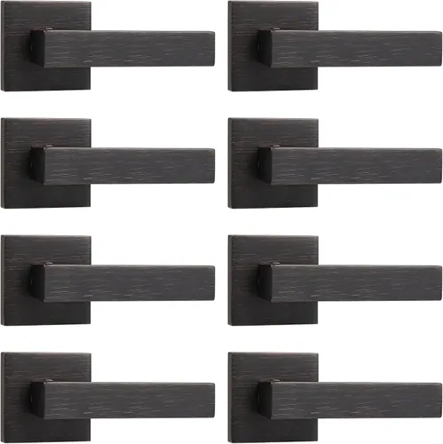 Miniatura 26 de Probrico - Manija de puerta falsa de 2 unidades, color bronce aceitado, para puertas francesas, palanca falsa cuadrada, manija de puerta de un solo