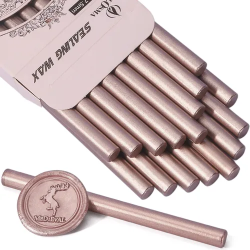 Miniatura 20 de Barra de cera de sello dorada clásica antigua, barra de cera de sello para mini pistola de pegamento, decoración de invitación de boda DIY - Paquete