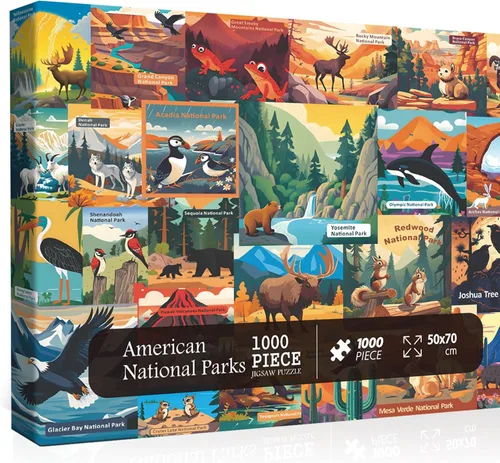 Rompecabezas de Parques Nacionales Americanos para Adultos de 1000 Piezas, PICKFORU Rompecabezas de Paisaje de Póster de Viaje Paisajes de Zion