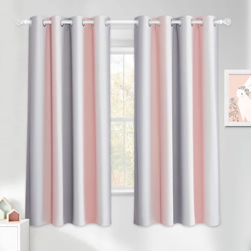 NICETOWN Cortinas opacas arcoíris para niños, para dormitorio de princesa, sala de juegos, cortinas degradadas con aislamiento térmico y parte