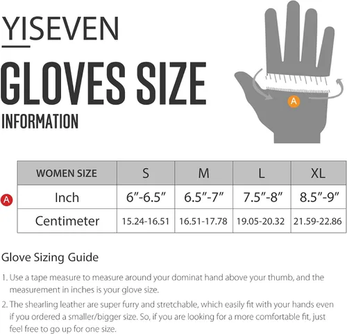 Miniatura 6 de YISEVEN Guantes de piel de oveja de invierno para mujer, puños de lana