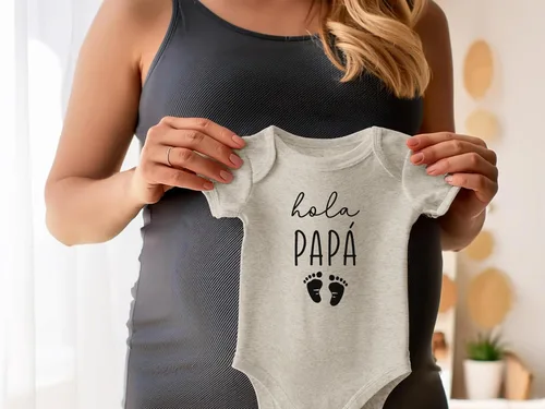 Miniatura 4 de Hola Papa - Body para bebé con anuncio de embarazo en español, regalo para nuevo papá