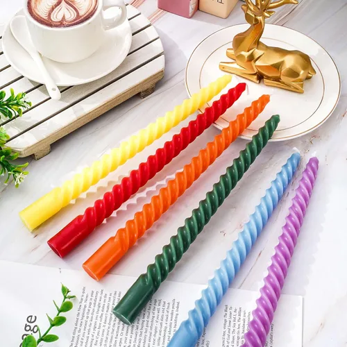 Miniatura 4 de Whaline 12 velas cónicas en espiral arcoíris de 10 pulgadas, 6 colores, sin goteo, velas de cera retorcidas, velas largas sin perfume para eventos