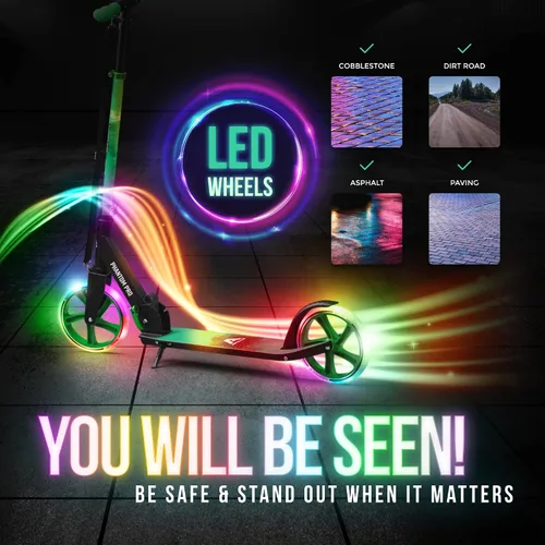 Miniatura 6 de APOLLO Patín plegable para adultos, adolescentes y niños a partir de 6 años con ruedas grandes (XXL), scooters plegables con opciones de rueda
