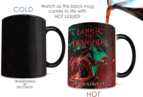 Miniatura 9 de Morphing Mugs House of Dragon – Loose The Dragons – Una taza de cerámica que cambia de color de 11 onzas – Imagen revelada cuando se añade líquido