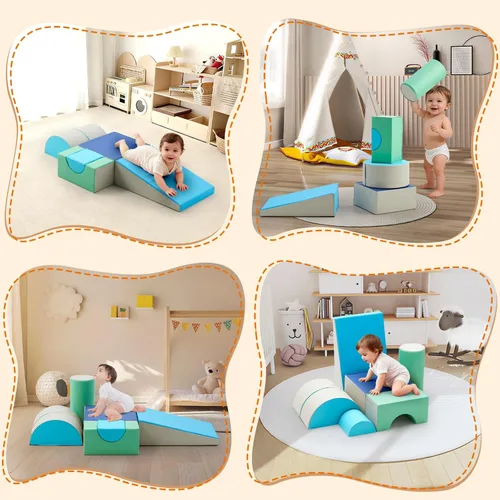 Miniatura 6 de Juguetes de escalada para niños pequeños para interiores, bloques de escalada de espuma de 5 piezas, juego de escalada suave para niños de 1 a 3