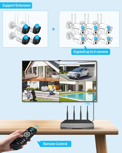 Miniatura 8 de (5.5MP y audio de 2 vías) Detección PIR 3K 1944P Antenas duales mejoran WiFi Sistema de cámara inalámbrica de seguridad para el hogar
