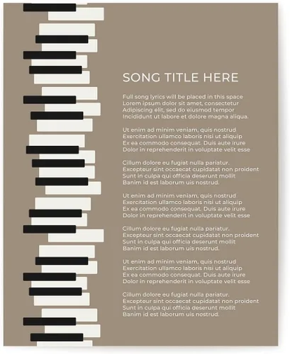 Miniatura 23 de Piano Keys Custom Songs Lyric Wall Art Print, Personalized Music Poster For Gallery Wall (Blue 11x14" Unframed Print)